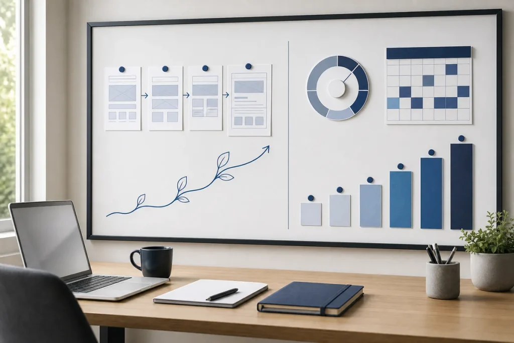 Two search marketing planning paths represented by long-term content growth and controlled paid campaigns