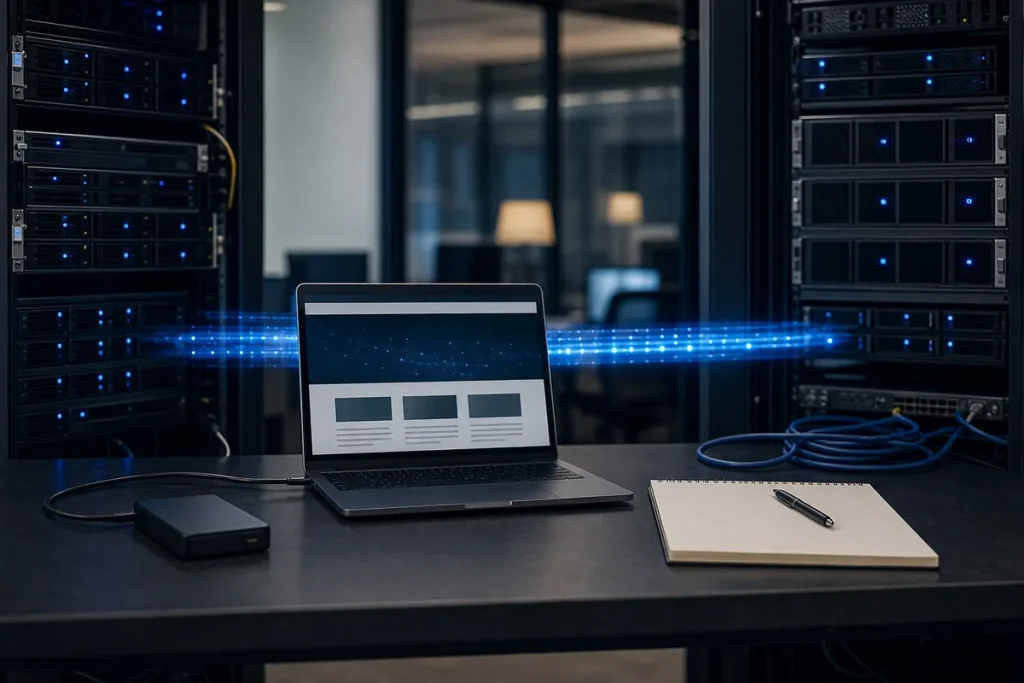 Website data moving between two server environments with a backup and launch checklist